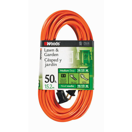 WOODS Extension Cord 50'L Org 723